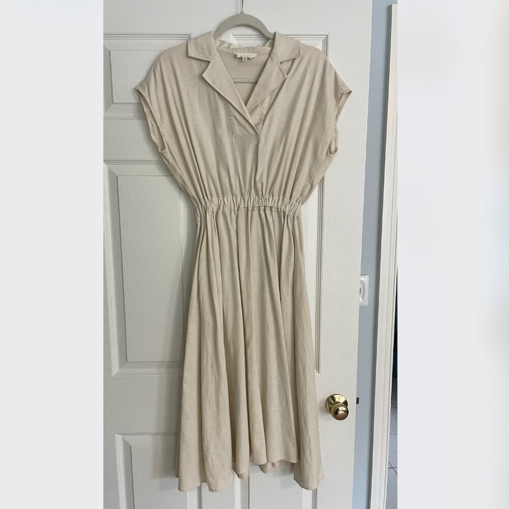 Melloday Linen Blend Dress - Cream - Size Small